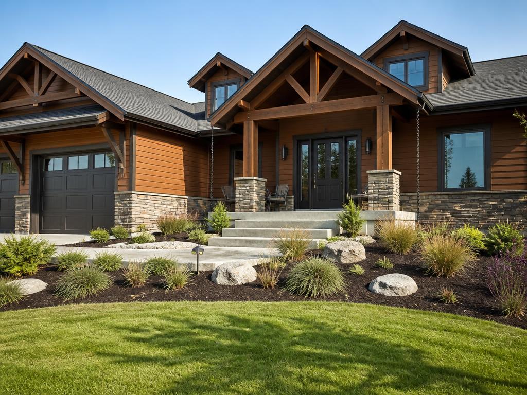 Home clad in Chestnut woodgrain steel siding
